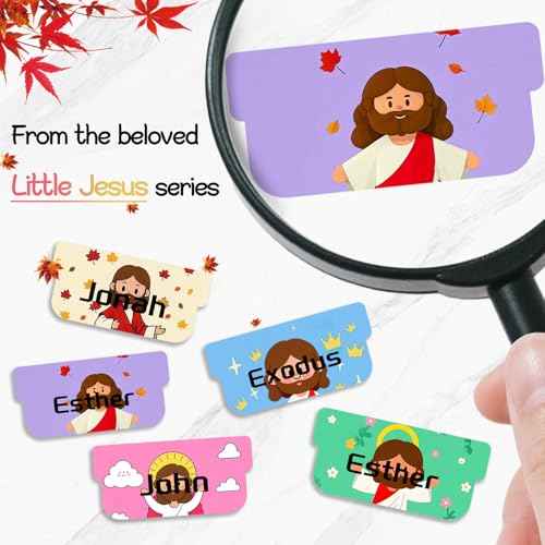 Bible Tabs Laminated Bible Tabs for Women, Kids, Men, Mini Jesus Theme, Easy to Read, 66 Book Tabs and 9 Blank Tabs
