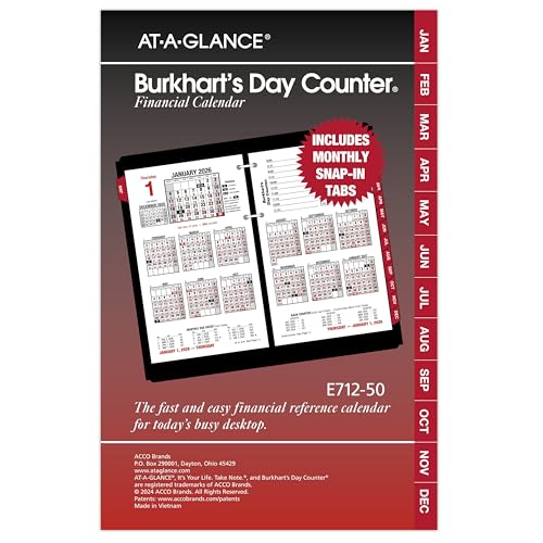 AT-A-GLANCE 2026 Desk Calendar Refill, Daily, 4-1/2" x 7-1/2", Large, Loose-Leaf, Burkhart's Day Counter (E7125026)