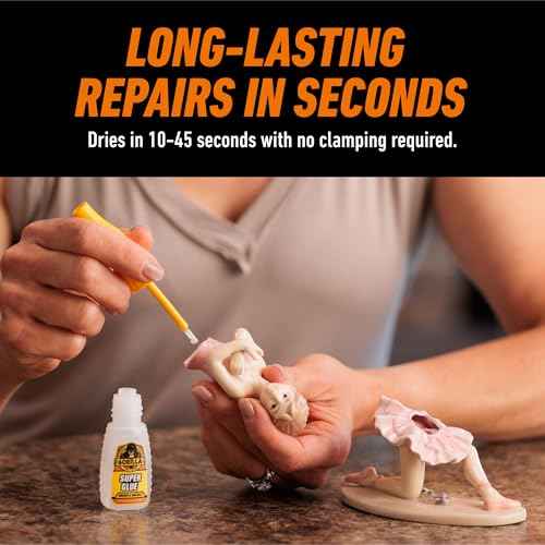 Gorilla Super Glue with Brush & Nozzle Applicator, Clear Glue, 12 Gram (Pack of 1) - All Purpose and Fast Setting for Projects and Repairs