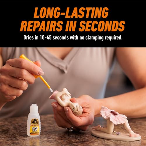 Gorilla Super Glue 12g Pack with Brush & Nozzle - Impact Tough, Fast-Drying