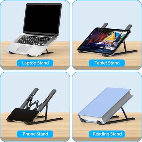 Adjustable Laptop Stand, Portable Laptop Riser for Desk, ABS+Silicone Foldable Ventilated Cooling Notebook Holder Stand for 10-15.6¡± Laptops,Tablets