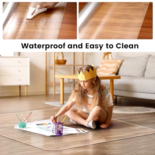 Office Chair Mat for Hardwood Floor: 63"x 51" Extra Large Floor Mat for Rolling Chair and Computer Desk, Clear Chair Mat Heavy Duty Plastic Protector for L Desk, Home, Gaming Easy Glide