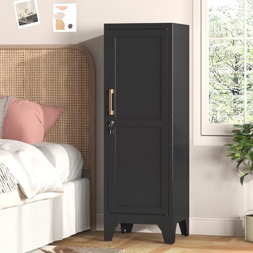 46" H Metal Locker Cabinet with Door and 2 Adjustable Shelves (Black) – Coolsun