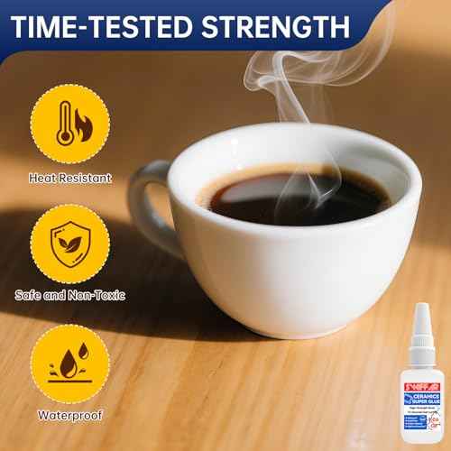 Ceramic Glue, Clear Super Ceramic Glue Repair Kit for Pottery and Porcelain, Food Safe Adhesive for Mug, Waterproof and Heat Resistant, Strong Bonding, Long Lasting, Quick Drying, Easy to Use