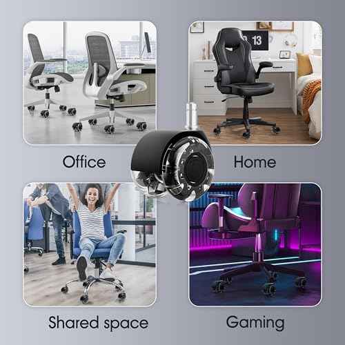 Office Chair Replacement Wheels, Heavy Duty Computer Gaming Desk Chair Rubber Casters - Universal Fit, Safe for All Floor Including Hardwood and Carpet, Quiet and Smooth Gliding, 2 Inch