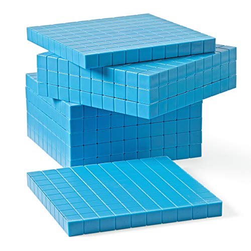 Blue Plastic Base Ten Blocks Set for Kids Math, Place Value & Counting
