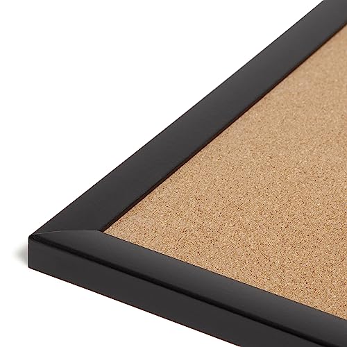 U Brands 17" x 23" Cork Bulletin Board with Black Wood Frame - Modern Office & Home Decor
