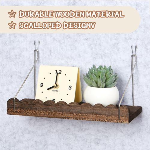 AceOrbit 2 Pack Wooden Wall Cubicle Shelves with Hooks - Dark Brown Office Organizer