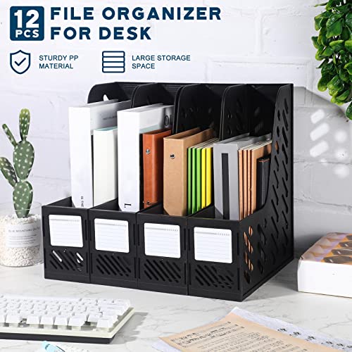 Glenmal 12 Pack Magazine Organizers Binder Organizer for Desk Plastic Vertical File Holder Magazine Racks Desk Accessories for Office, Home, or School (Black)