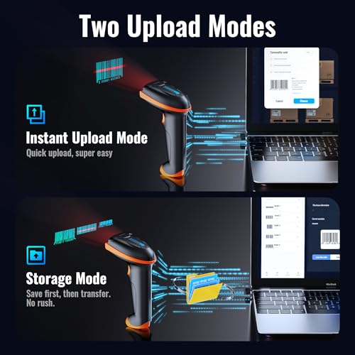 Tera Wireless 1D Laser Barcode Scanner - Orange / 2.4GHz & USB Wired, Handheld