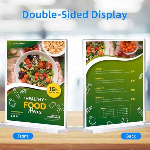 24 Pack Acrylic Sign Holder 5 x 7, Double-Sided Clear Sign Holder Plastic Stands for Display, T Shape Acrylic Table Sign Stands for Office Store Restaurants Wedding Party Decoration
