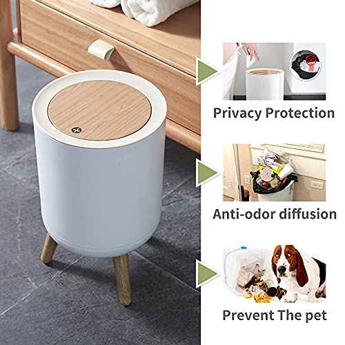 Trash can£¬7Liter/1.8 Gallon Garbage can with Press top Lid£¬Nordic Modern Waste Basket£¬Plastic Trash bin Suitable for Kitchen, Bathroom, Bedroom, Living Room, Office, Outdoor£¬Dog Proof Trash can¡¦¡¦