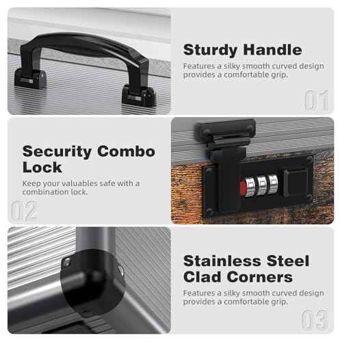 Glosen security lock box with code medicine lock box for Personal Items (Size Small 10inch-Black) Lockable Dorm Storage Trunk with code Lock,Briefcase