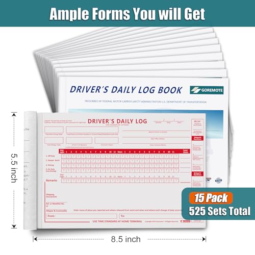 Daily Truck Driver Log Books 7 & 8 Day Recap – 15 Pack (35 forms each, 525 total)