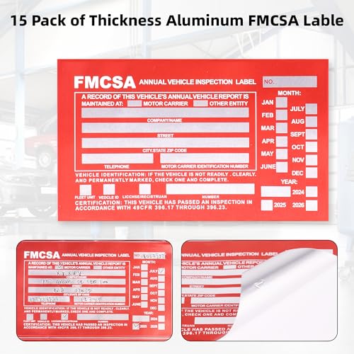 DOT Compliant 15-Pack Vehicle Inspection Report Forms with 3-Ply Carbonless, Hardboard Backing + 15 Red FMCSA Stickers