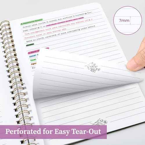 Taja Aesthetic Set of 3 Spiral Notebook for Work, A5 Cute Pretty Lined Journal for Women & Writing, College Ruled Journaling Notebooks, Perfect for School & Office Supplies - Serene Pastel
