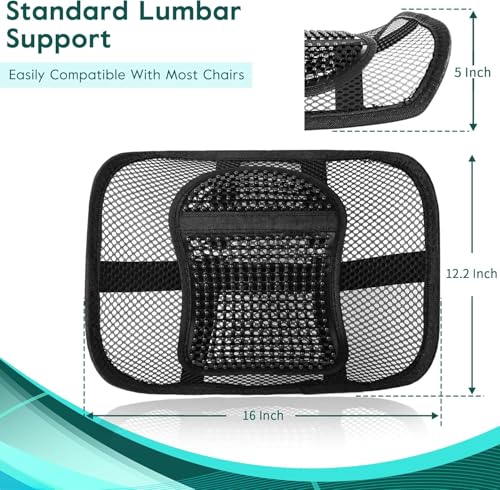 Samyoung Black Mesh Lumbar Support for Office Chair & Car Seat