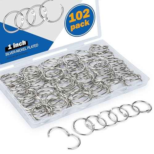 102 Pack 1 Inch Book Rings, Silver Metal Rings for Index Cards, Paper, School Office
