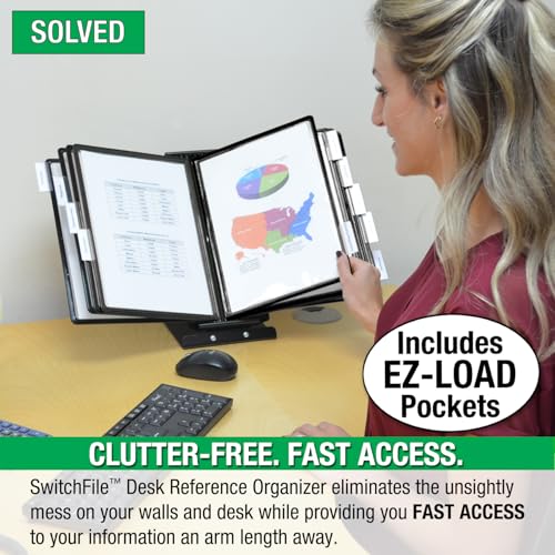 Ultimate Office SwitchFile 10-Pocket Reference Display Organizer Black Pockets