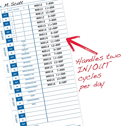 100 Pack Pyramid Time Systems 30% Recycled Time Cards for Side Loading Clocks (35100-10)