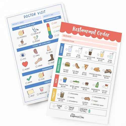 Tiny Expressions Playtime Notepads - 2-Pack Kids Pretend Play Notepads - 40 Pages Order-Taking Restaurant & 40 Pages Doctor Visit Notepad - Waiter and Doctor Imaginative Role Play