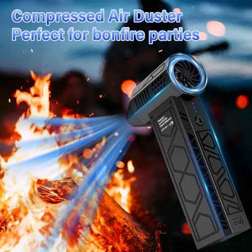 Electric Air Duster with Flashlight,180000RPM Compressed Air Duster Turbo Fan(10000mAh),Multipurpose Jet Fan,Electric Air Blower Duster with Assist Lighting, High-Speed Air Blower with 4 Gear-Black
