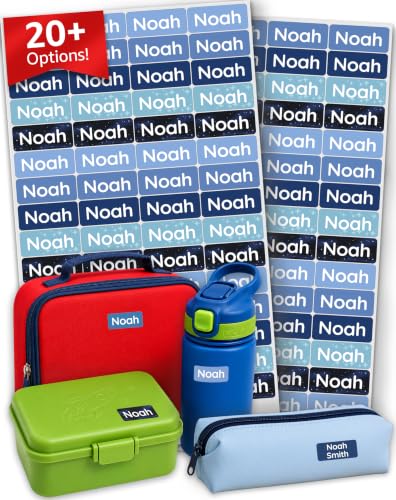 Personalized Waterproof Name Labels for Kids & Adults - Dark Blue 70pcs - Clothing & Item Stickers