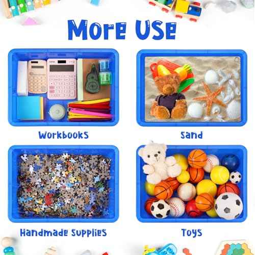 Hoteam 18 Pcs Flat Storage Organizer Bins Letter Size Paper Tray Classroom Storage Plastic Art Trays Classroom Pencil Organizer Baskets for School Office Teacher Book Organization(Blue)