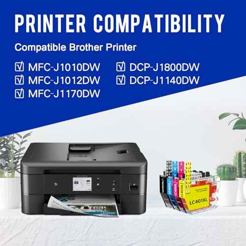 LC401XL LC401 Ink Cartridges Compatible for Brother Ink Cartridges LC401 XL to use with Brother MFC-J1010DW MFC-J1012DW MFC-J1170DW Printer Ink (Black Cyan Magenta Yellow, 4 Pack)