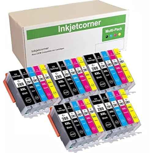 Inkjetcorner Compatible Ink Cartridges Replacement for PGI-280XXL CLI-281XXL PGI 280 XXL CLI 281 for use with TR8622 TR8620A TS702A TS9520 TS9521C TR7520 TS6320 TR8620 TR8520 (25-Pack)