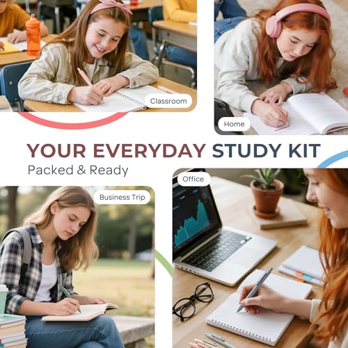 Nicpro 39 PCS Aesthetic School Supplies with Cute Pink Pencil Case, 12 Pastel Highlighters, 5 Quick Dry Black Ink Pens, 6 Mechanical Pencil 0.5 & 0.7 mm for Girls Student Stationary College Essentials