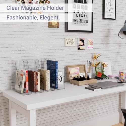 Magazine Holder, Versatile Plastic Clear Magazine Holder, Book File Folder Organizer Store for Office Desk, Desk Organizer Set - 4 Pieces
