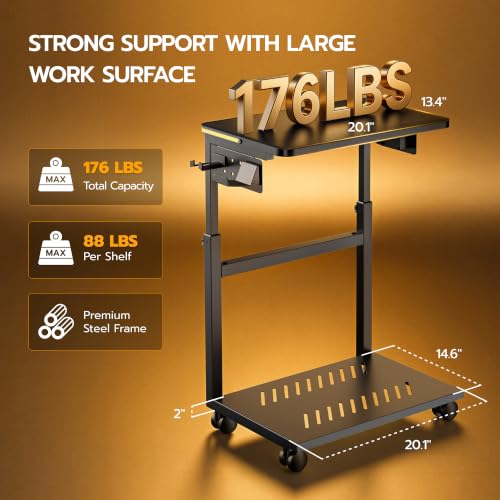 ARES WING RGB Adjustable CPU Tower Stand with Locking Casters and USB Charging