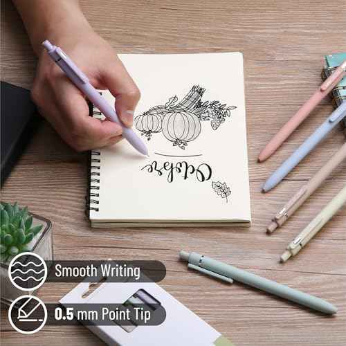 Mr. Pen- Retractable Gel Pens for Journaling, 6 Pack, 0.5 mm Black Ink, Pastel Barrels, Smooth Writing Aesthetic Pens for Women
