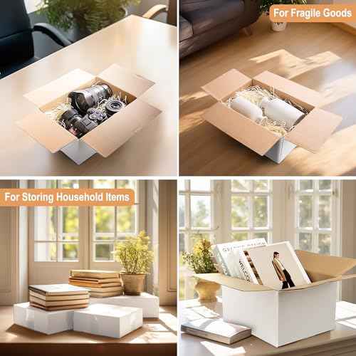 45 Pack 10x7x5" White Cardboard Shipping Boxes, Medium Mailing Boxes For Small Business for Packing, Moving and Storage