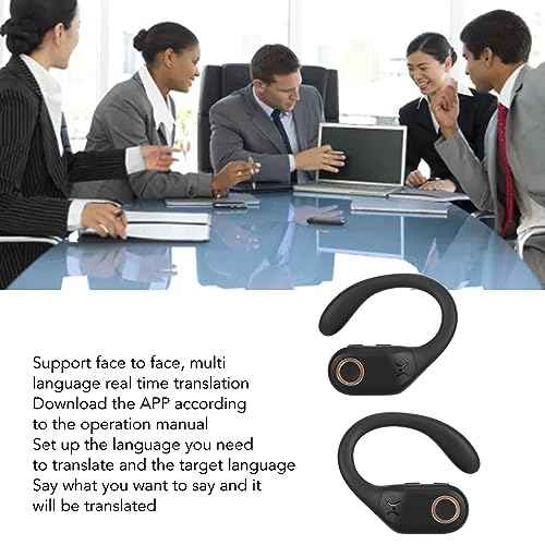 FOSA Translator Earbuds, Mini Bluetooth Translator Headphones 144 Languages Stereo Translator Earphones with Charging Case (Black)