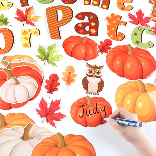 Welcome to Our Patch Fall Classroom Bulletin Board Decorations – Maple Leaves Pumpkin Tree Cutouts