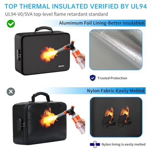 Fireproof Document Organizer Bag with Lock - 15.1x11.2x4.3in Waterproof Fireproof File Folder