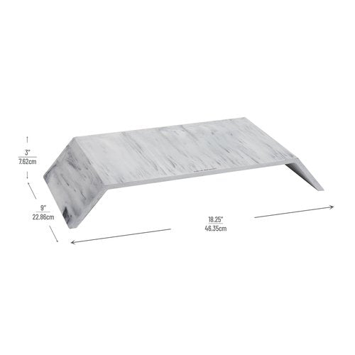 Mind Reader Monitor Stand, Contemporary, Desktop Organizer, Laptop Riser, Office, Resin, 18.25" L x 9" W x 3" H, White