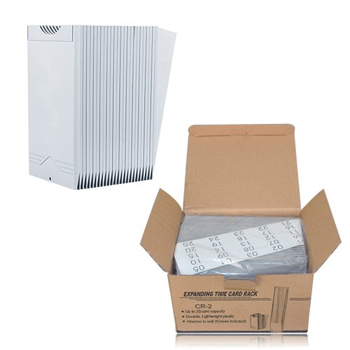 JMIUHACOU Expanding Time Card Rack,25 Pockets,Includes self-Adhesive Number Labels,Card Holder,Plastic gray