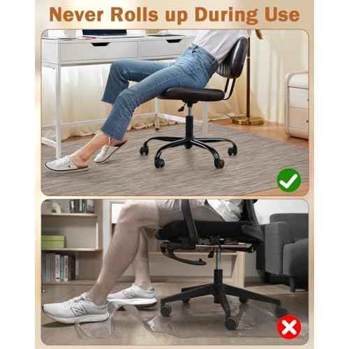 Blvornl Office Chair Mat for Hardwood Floor, 35.4"*47.2" Desk Computer Chair Mat for Hard Wood, Large Anti-Slip Hard Floor Protector Rolling Chair Mat, PVC Mat Desk Rug for Office and Dark Brown