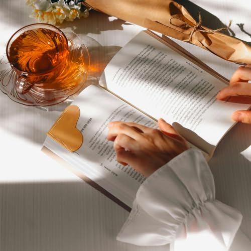 6pcs Leather Heart Bookmarks for Reading Women, Cute Corner Page Book Marks for Book Lovers Teachers Students, Reading Accessories Gifts for Book Lovers