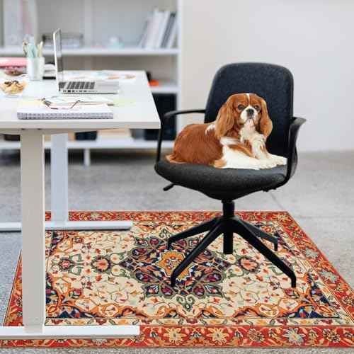 Chair Mat for Hardwood Floor/Tile Floor, Low Pile Desk Chair Mat for Hard Floors, Office Floor Mat Chair Rug for Rolling Chair, Computer Gaming Rug(red 01,48"x 60")