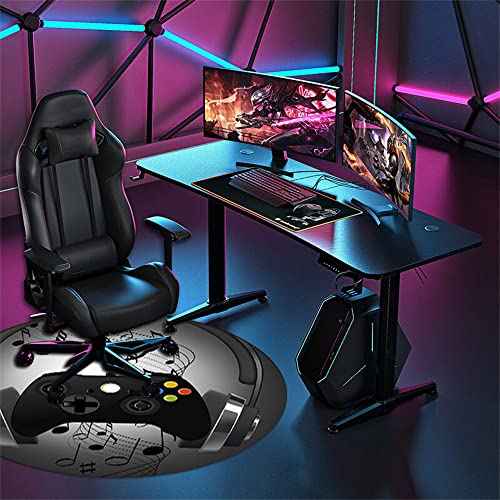 Gaming Chair Mat for Hardwood Floor Non-Slip Round Office Chair Mat for Computer Chair Carpet for Office Gaming Room (Round 47", Black)