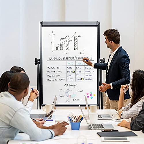 40-Inch Whiteboard Easel with Adjustable Height & Double-Sided Magnetic Surface