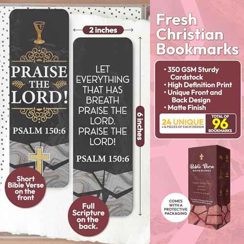 96 Pack Christian Scripture Bookmarks with Bible Verses ? Inspirational Religious Bookmarks for Women & Men, Bulk Christian Gifts for Bible Study, Classroom, Church Supplies