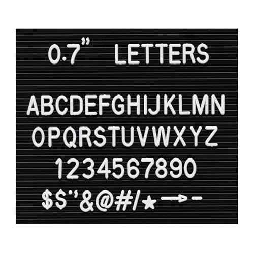Letters for Felt Letter Boards, 300 Pieces Including Characters, Numbers & Symbols 0.7 Inch for Changeable Plastic Message Boards (White)