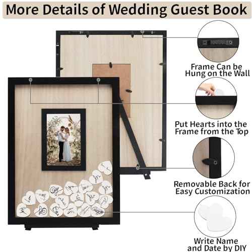 Wedding Guest Book Alternative, Guest Book Wedding Reception, Wedding Guest Book with Wooden Hearts Guest Book Signs for Wedding Anniversary Birthday Party Baby Shower