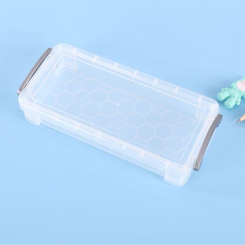 WUWEOT 8 Pack Plastic Pencil Box, Large Capacity Pencil Box with Snap-tight Lid, Supplies Storage Organizer, Office Storage Boxes Watercolor Pen Drawing Tools Container, 8.5"x 4"x 1.5"