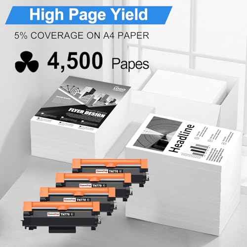 TN770 Toner Cartridge Black Super High Yield Replacement for Brother TN 770 TN-770 for Brother HL-L2370DW HL-L2370DWXL HL-L2370DWXLL MFC-L2750DW MFC-L2750DWXL MFC-L2750DWXL Printer (4 Pack)